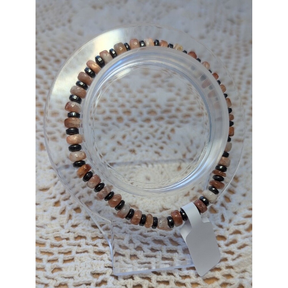 Sunstone And Hematite Stretch Bracelet